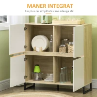 HOMCOM Dulap multifunctional cu 4 usi patrate, bufet modern pentru bucatarie, hol, dormitor, 100x41,5x107cm, alb(m-5)