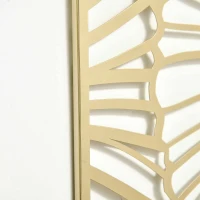 HOMCOM Decor de perete din metal , 3 piese, frunze aurii, 30 x 90 cm(m-8)