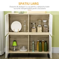 HOMCOM Dulap multifunctional cu 4 usi patrate, bufet modern pentru bucatarie, hol, dormitor, 100x41,5x107cm, alb(m-4)