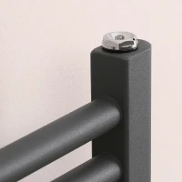 HOMCOM Curved Heated Towel Rail, Hydronic Bathroom Ladder Radiator Towel Warmer For Central Heating 600mm x 700mm, Grey(m-9)