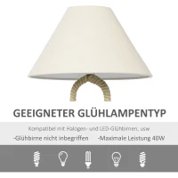 Lampa stołowa Homcom, morska lampa nocna z liną konopną, beżowa+biała(m-6)