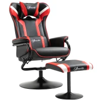 Vinsetto Relaxsessel mit Hocker, Fernsehsessel, Polstersessel im Spiel-Stil, Gamingstuhl mit Liegefunktion, 130° neigbar, für Videoraum, Freizeitraum, Schwarz+Rot, 67 x 82,5 x 103 cm(m-1)