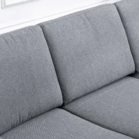 HOMCOM Canapea in 3 Locuri cu Perne in Tesatura de Lin Gri inchis, 200x82x78cm(m-10)