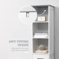 kleankin Tall Bathroom Storage Cabinet with 3 Tier Shelf, Cupboard, Drawer, Door, Freestanding Linen Tower, Slim Side Organizer, White(m-7)