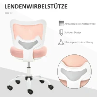 Vinsetto bureaustoel draaistoel ligfunctie bureaustoel in hoogte verstelbaar schuim ABS metaal wit + lichtblauw 46 x 51 x 78-87,5 cm(m-5)