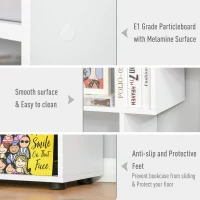 HOMCOM 8-Tier Freestanding Bookcase w/ Melamine Surface Anti-Tipping Foot Pads Home Display Storage Grid Stand Bedroom Living Room Furniture Modern Style - White(m-5)