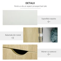 Kleankin Coloana de baie cu 2 rafturi si 2 dulapuri, dulap de baie cu economie de spatiu mare din MDF, 15,2x29,8x118cm, alb si lemn(m-5)