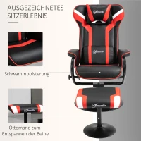 Vinsetto Relaxsessel mit Hocker, Fernsehsessel, Polstersessel im Spiel-Stil, Gamingstuhl mit Liegefunktion, 130° neigbar, für Videoraum, Freizeitraum, Schwarz+Rot, 67 x 82,5 x 103 cm(m-7)