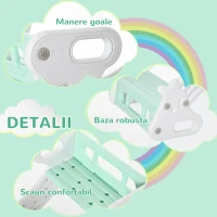 HOMCOM Set 2 in 1 cu masa scaune si leagan pentru copii 18-48 luni, din HDPE, 100x54x42 cm, gri si verde(m-7)