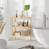HOMCOM Estante de Bambu de 3 Níveis Móvel Organizador Multifuncional para Casa de Banho Cozinha Sala de Estar 62x33x80cm Natural(m-2)