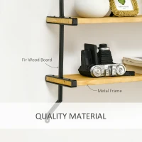 HOMCOM Libreria Moderna Sospesa a Scaletta in Legno e Metallo, 51x15x63.5cm, Naturale(m-5)