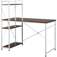HOMCOM Schreibtisch Küchentisch Computertisch mit Bücherregal Arbeitstisch Bürotisch mit Regal Weiß 120x64x121cm(m-11)