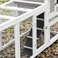 PawHut konijnenhok combinatie konijnenhok XXL hok voor cavia's met vrijloop oprit twee verdiepingen voor 2-4 konijnen dennenhout asfalt 259 x 64 x 92 cm(m-9)