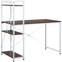 HOMCOM Schreibtisch Küchentisch Computertisch mit Bücherregal Arbeitstisch Bürotisch mit Regal Weiß 120x64x121cm(m-1)