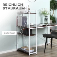 HOMCOM Schreibtisch Küchentisch Computertisch mit Bücherregal Arbeitstisch Bürotisch mit Regal Weiß 120x64x121cm(m-5)