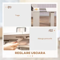 HOMCOM Masa de sufragerie pliabila max 6 persoane pentru spatii limitate, PAL si otel, 180x85x75 cm, alb(m-5)