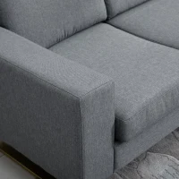 HOMCOM Canapea in 3 Locuri cu Perne in Tesatura de Lin Gri inchis, 200x82x78cm(m-7)