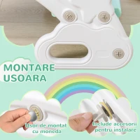 HOMCOM Set 2 in 1 cu masa scaune si leagan pentru copii 18-48 luni, din HDPE, 100x54x42 cm, gri si verde(m-6)