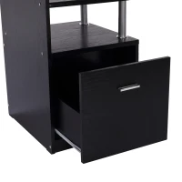 HOMCOM Office Workstation 152Lx60Wx88H cm W/Drawer, Shelves-Black(m-10)