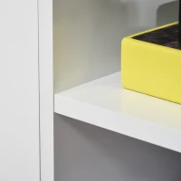 HOMCOM TV Stand Storage Cabinet Media Unit w/Wood Legs Storage Shelves Entertainment Center Modern Living Room Home Furniture White(m-11)