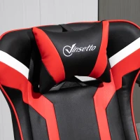 Vinsetto Relaxsessel mit Hocker, Fernsehsessel, Polstersessel im Spiel-Stil, Gamingstuhl mit Liegefunktion, 130° neigbar, für Videoraum, Freizeitraum, Schwarz+Rot, 67 x 82,5 x 103 cm(m-9)