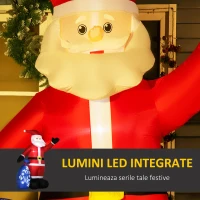 Outsunny Mos Craciun gonflabil cu lumini LED albe, decor de Craciun pentru exterior si interior cu umflator inclus, 146x77x238 cm(m-5)