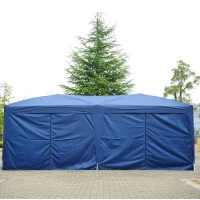 Outsunny 3x6 m Faltpavillon Pavillon Faltzelt Partyzelt Gartenzelt inkl. 4 Seitenteile Blau(m-4)