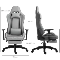 Vinsetto Racing Office Chair Recliner w/footrest Grey(m-3)
