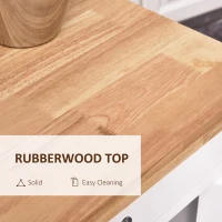 HOMCOM carucior de bucatarie din lemn alb, 65x48x90cm(m-4)