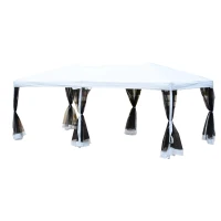 Outsunny Gazebo da Giardino Pieghevole con Zanzariera, Crema, 3x6m(m-11)