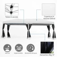 Outsunny Gazebo da Giardino Pieghevole con Zanzariera, Crema, 3x6m(m-5)