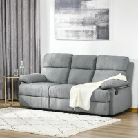 HOMCOM 3-Sitzer Fernsehsofa Relaxsofa Liegefunktion Fernsehcouch TV-Sofa Relaxsessel 180° verstellbar Leinen Dunkelgrau 198 x 86 x 97 cm(m-2)