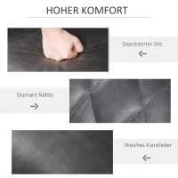 HOMCOM Esszimmerstuhl Polsterstuhl Wohnzimmerstuhl Sessel 360° drehbar Küchenstuhl Armlehnstuhl mit Rückenlehne Kunstleder Stahlbeine Grau 57 x 61 x 86,5 cm(m-4)