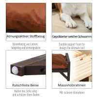 PawHut® Hundebett mit Kissen Haustierbett Hundematte Hundesofa Kurzplüsch Kaffee(m-5)