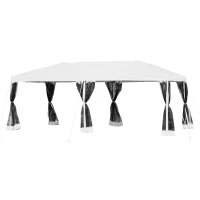 Outsunny Gazebo da Giardino Pieghevole con Zanzariera, Crema, 3x6m(m-1)