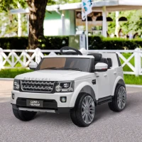 HOMCOM Coche Eléctrico para Niños de +3 Años Landrover con Licencia Control Remoto Batería 12V y 2 Motores Velocidad de 3-5 km/h 102,5x69x55,4 cm Blanco(m-10)