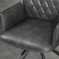 HOMCOM Esszimmerstuhl Polsterstuhl Wohnzimmerstuhl Sessel 360° drehbar Küchenstuhl Armlehnstuhl mit Rückenlehne Kunstleder Stahlbeine Grau 57 x 61 x 86,5 cm(m-8)