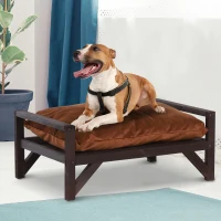 PawHut® Hundebett mit Kissen Haustierbett Hundematte Hundesofa Kurzplüsch Kaffee(m-10)