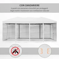 Outsunny Gazebo da Giardino Pieghevole con Zanzariera, Crema, 3x6m(m-4)