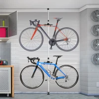 HOMCOM Fahrradhalter Fahrradständer für 2 Fahrräder Fahrradhalterung Aluminiumlegierung Silber Ø12 x 171-400 cm(m-9)