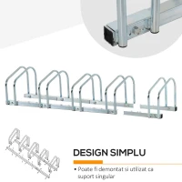 HOMCOM suport pentru 5 biciclete, otel argintiu(m-5)