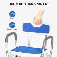 Homcom Scaun Dus Batrani – Reglabil, Cotiere si Picioare cu Ventuza(m-8)