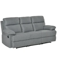 HOMCOM 3-Sitzer Fernsehsofa Relaxsofa Liegefunktion Fernsehcouch TV-Sofa Relaxsessel 180° verstellbar Leinen Dunkelgrau 198 x 86 x 97 cm(m-1)