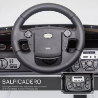 HOMCOM Coche Eléctrico para Niños de +3 Años Landrover con Licencia Control Remoto Batería 12V y 2 Motores Velocidad de 3-5 km/h 102,5x69x55,4 cm Blanco(m-6)