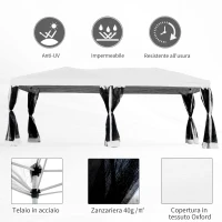 Outsunny Gazebo da Giardino Pieghevole con Zanzariera, Crema, 3x6m(m-6)