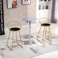 HOMCOM Set 2 Scaune Inalte, Suport pentru picioare, Perna de catifea, Poliester/Metal, 52.5x47x97cm, Negru/Auriu(m-2)