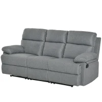 HOMCOM 3-Sitzer Fernsehsofa Relaxsofa Liegefunktion Fernsehcouch TV-Sofa Relaxsessel 180° verstellbar Leinen Dunkelgrau 198 x 86 x 97 cm(m-11)