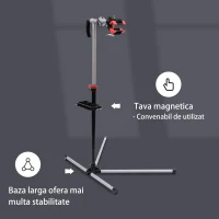 HOMCOM Suport reparare bicicletă cu Piedestal și Tăviță din Oțel, 84x75x100-160cm(m-6)