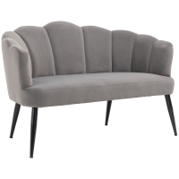 Divano 2 Posti HOMCOM In Tessuto Effetto Lino, Grigio Scuro, Senza Braccioli, 117x56,5x77 Cm, Gambe In Legno Di Caucciù, Carico 150 Kg