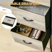 HOMCOM Industrial Storage Cabinet with 2 Open Shelves and 3 Foldable Fabric Drawers, Multifunctional Bookshelf in Living Room, Study, Bedroom, Grey(m-5)